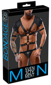 Schwarzer Herren-Body mit 4 Fesseln in Harness-Optik von Svenjoyment BONDAGE