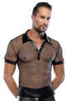 Schwarzes maskulines Herren-Hemd mit Polokragen und Druckknopfleiste von Svenjoyment – Ansicht 2
