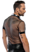 Schwarzes maskulines Herren-Hemd mit Polokragen und Druckknopfleiste von Svenjoyment – Ansicht 5