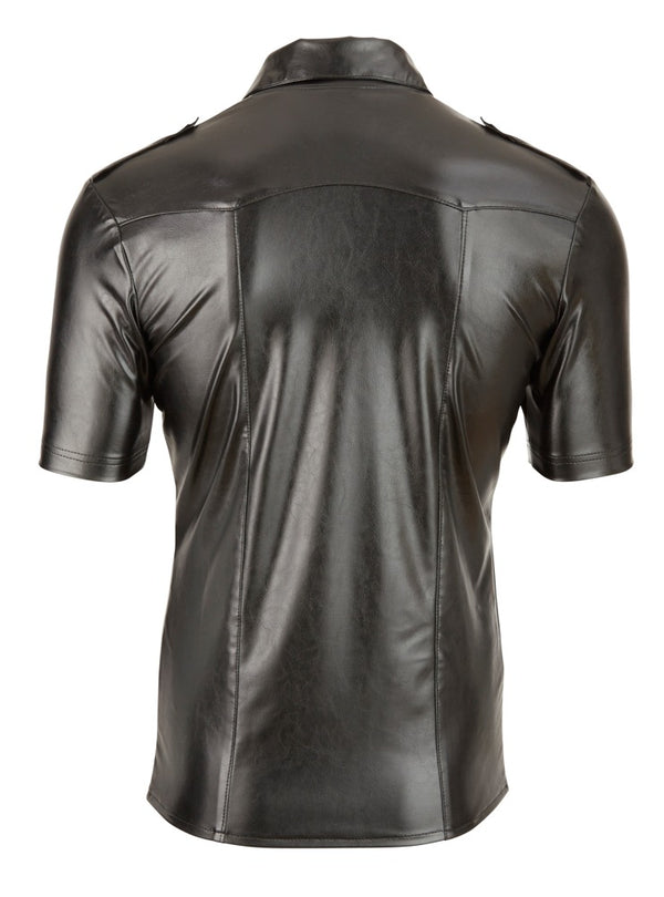 Schwarzes Herren-Shirt im Uniform-Look aus Lederimitat von Svenjoyment – Ansicht 6