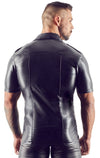 Schwarzes Herren-Shirt im Uniform-Look aus Lederimitat von Svenjoyment – Ansicht 4