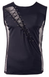 Schwarzes Herren-Shirt im Materialmix aus blickdicht und Fischnetz von Svenjoyment – Ansicht 5