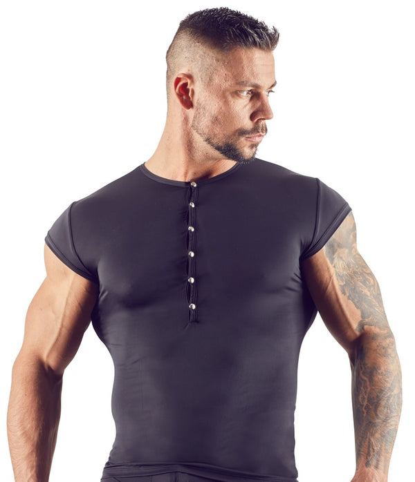 Schwarzes leicht transparentes Herren-Shirt aus Mikrofaser von Svenjoyment – Ansicht 2