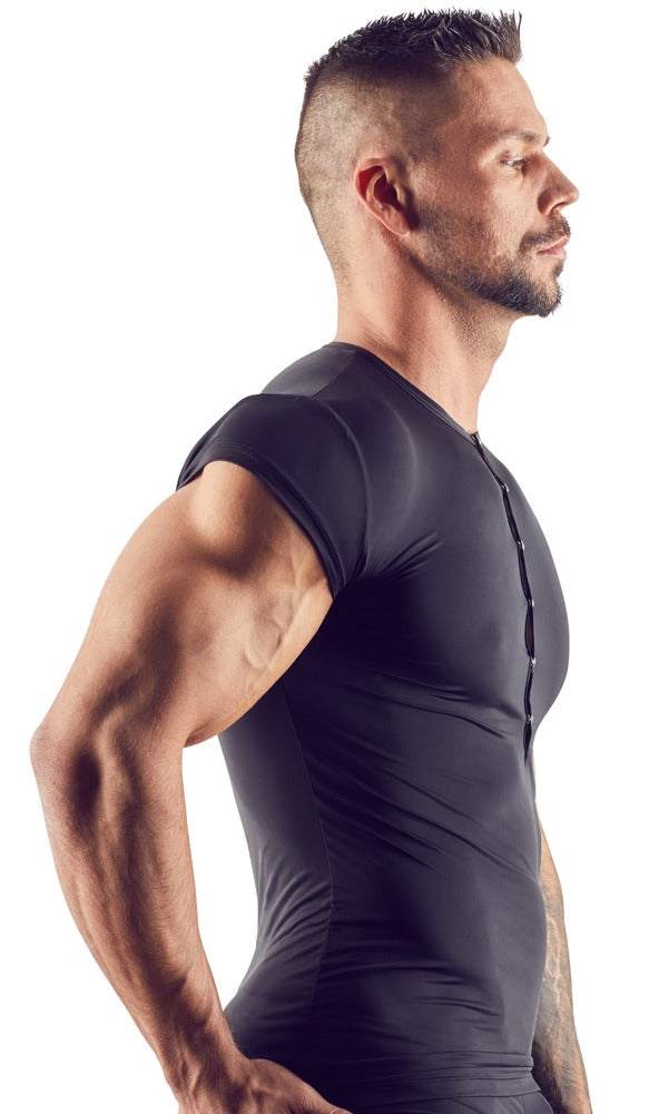 Schwarzes leicht transparentes Herren-Shirt aus Mikrofaser von Svenjoyment – Ansicht 3