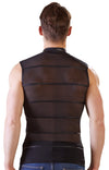 Schwarzes ärmelloses Herren-Shirt aus Powernet mit Mattlook-Streifen von NEK – Ansicht 7