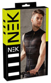 Schwarzes ärmelloses Herren-Shirt aus Powernet mit Mattlook-Streifen von NEK