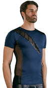 Blau-schwarzes Herren-Shirt aus Mikrofaser und Powernet im Mattlook von NEK – Ansicht 3