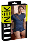 Blau-schwarzes Herren-Shirt aus Mikrofaser und Powernet im Mattlook von NEK
