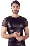 Schwarzes Herren-Shirt im Mattlook mit seitlichen Powernet-Einsätzen im Biker-Style von NEK – Ansicht 2