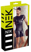 Schwarzes Herren-Shirt im Mattlook mit seitlichen Powernet-Einsätzen im Biker-Style von NEK