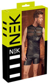 Schwarzes Herren-Top im Mattlook mit Powernet und aufgestepptem Harness von NEK