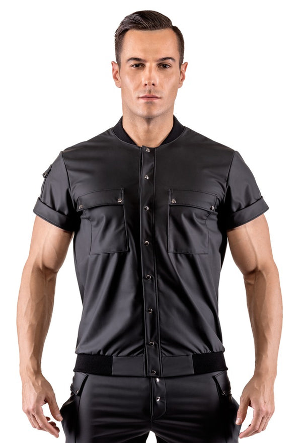 Schwarzes Herren-Hemdshirt im Blouson-Style mit mattem Finish von Svenjoyment – Ansicht 2