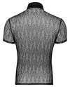 Schwarzes enges Herren-Halbarm-Hemd aus Stretch-Spitze von Svenjoyment – Ansicht 6
