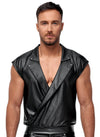 Schwarzes lässiges Herren-Shirt im Mattlook mit nietenbesetztem Reverskragen von NEK – Ansicht 2