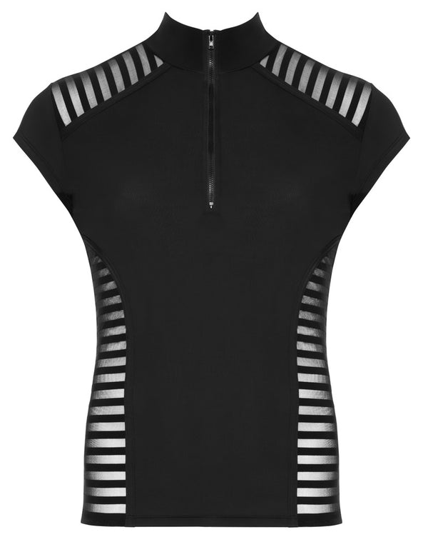 Schwarzes Herren-Streifen-Shirt aus Mikrofaser mit kurzem Arm von Svenjoyment – Ansicht 6