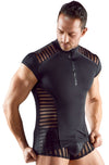 Schwarzes Herren-Streifen-Shirt aus Mikrofaser mit kurzem Arm von Svenjoyment – Ansicht 3