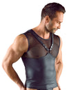 Schwarzes ärmelloses Herren-Shirt im Brustharness-Style mit Nieten von Svenjoyment – Ansicht 2