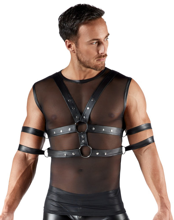 Schwarzes verführerisches Shirt Set mit integriertem Brust Harness von Svenjoyment – Ansicht 2