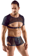Schwarzes brust- und bauchfreies Herren-Halbarm-Shirt im Mattlook von Svenjoyment – Ansicht 3