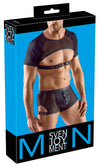 Schwarzes brust- und bauchfreies Herren-Halbarm-Shirt im Mattlook von Svenjoyment