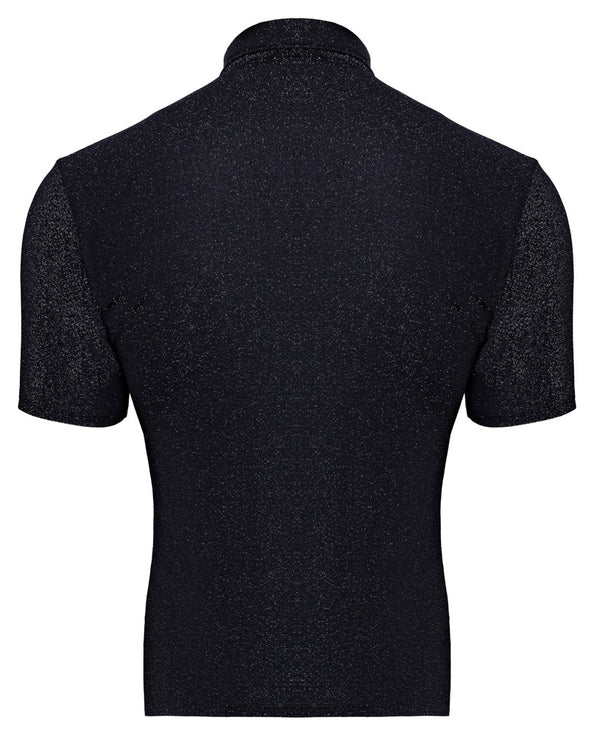 Enges Herren-Kurzarm-Hemd im silber-schillernden Lurex-Look von Svenjoyment – Ansicht 7