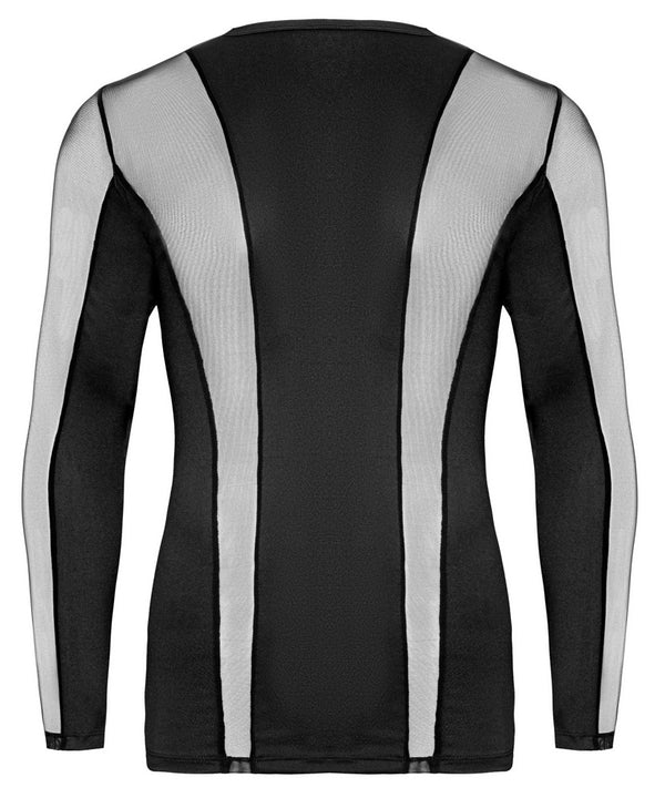 Schwarzes körperbetonendes Herren-Langarm-Shirt im Mesh-Mix von Svenjoyment – Ansicht 8