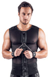 Schwarzes ärmelloses Herren-Netzshirt mit Soft-Handfesseln von Svenjoyment Bondage – Ansicht 2