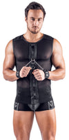 Schwarzes ärmelloses Herren-Netzshirt mit Soft-Handfesseln von Svenjoyment Bondage – Ansicht 5