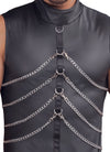 Schwarzes ärmelloses Herren-Shirt im Mattlook mit Ketten und Stehkragen von NEK – Ansicht 6