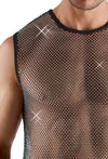 Schwarzes ärmelloses Herren-Netz-Shirt mit Glitzersteinen von Svenjoyment – Ansicht 6