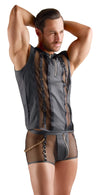 Schwarzes ärmelloses Herren-Shirt im Netz-Wetlook-Mix von Svenjoyment – Ansicht 5
