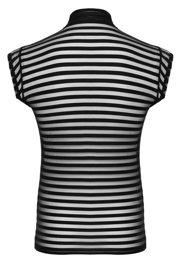 Schwarzes betonendes Herren-Shirt im Querstreifen-Look mit Stehkragen von Svenjoyment – Ansicht 7