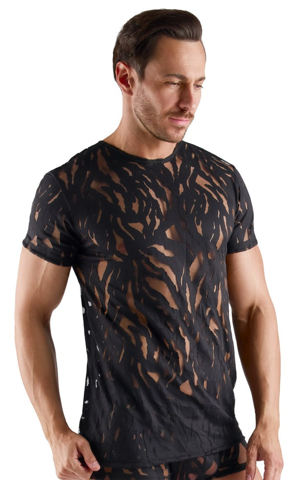 Schwarzes betonendes Herren-Shirt in lebhafter Ausbrenner-Optik von Svenjoyment – Ansicht 2