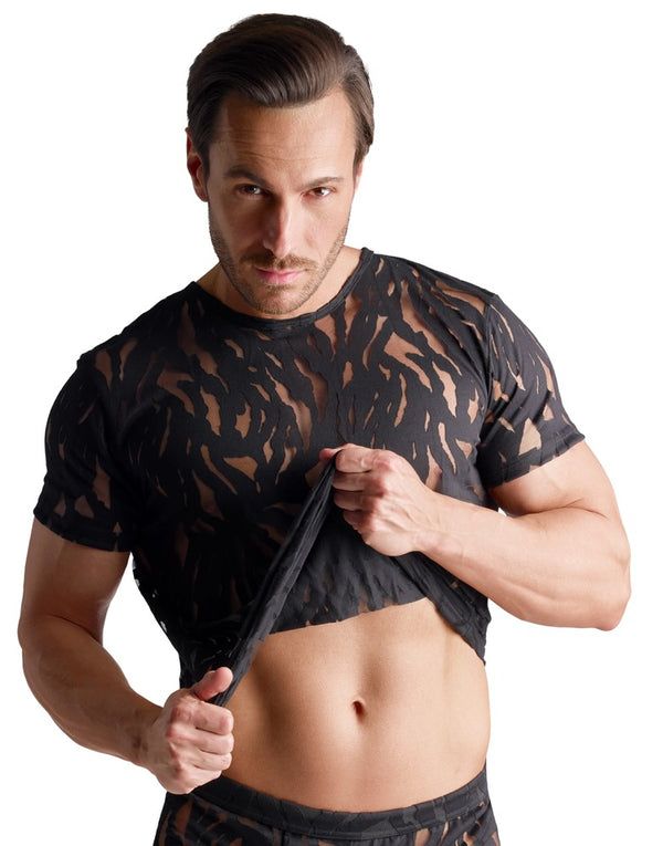 Schwarzes betonendes Herren-Shirt in lebhafter Ausbrenner-Optik von Svenjoyment – Ansicht 3