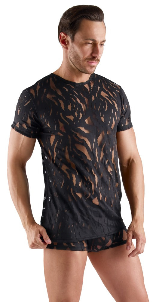 Schwarzes betonendes Herren-Shirt in lebhafter Ausbrenner-Optik von Svenjoyment – Ansicht 4