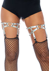 Oberschenkelhoher Strumpfhalter mit Herz und Nieten | Leg Avenue
