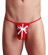 Roter Herren-String im Geschenk-Look aus Pannesamt mit Satinbändern von Svenjoyment – Ansicht 2