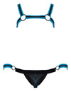 Schwarzes Herren-Set mit Brustharness, Jock und Handfesseln in Neopren-Optik von Svenjoyment BONDAGE – Ansicht 6