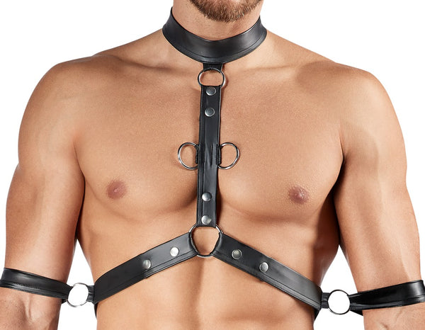 Schwarzes Herren-Set mit Harness-Pants, Brust-Harness und Fesseln von Svenjoyment BONDAGE – Ansicht 5