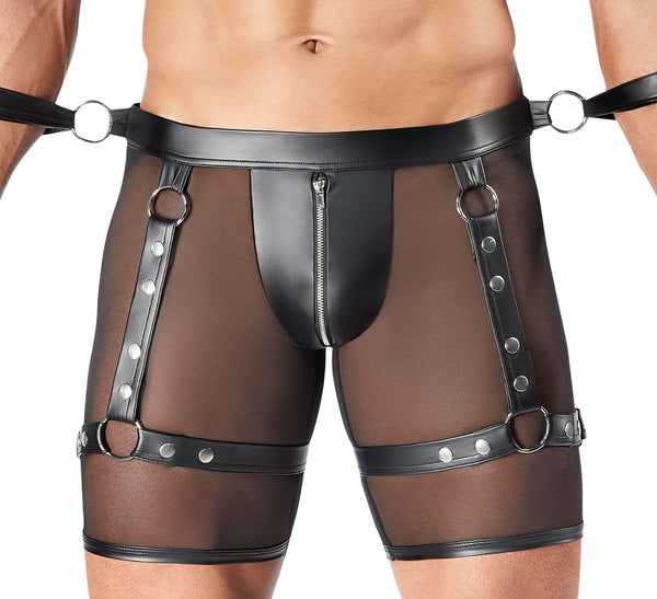Schwarzes Herren-Set mit Harness-Pants, Brust-Harness und Fesseln von Svenjoyment BONDAGE – Ansicht 6
