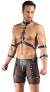 Schwarzes Herren-Set mit Harness-Pants, Brust-Harness und Fesseln von Svenjoyment BONDAGE – Ansicht 3
