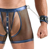 Schwarzes Herren-Set mit Kurz-Top, Pants und Handfesseln in Netz-Optik von Svenjoyment Bondage – Ansicht 6