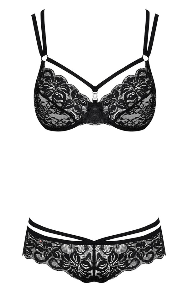 Schwarzes BH- und String-Set ganz aus Spitze von Obsessive – Ansicht 7