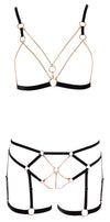Schwarzes Bondage-Set aus Samtbändern mit roségoldfarbenen Ketten von Cottelli – Ansicht 6