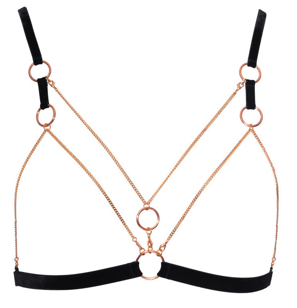Schwarzes Bondage-Set aus Samtbändern mit roségoldfarbenen Ketten von Cottelli – Ansicht 7