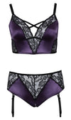Lilafarbenes sündiges Dessous Set aus Satin und edler Spitze von Cottelli CURVES – Ansicht 5