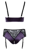 Lilafarbenes sündiges Dessous Set aus Satin und edler Spitze von Cottelli CURVES – Ansicht 6
