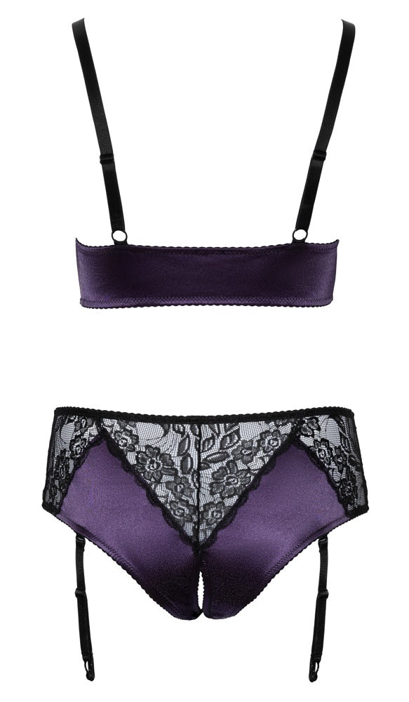 Lilafarbenes sündiges Dessous Set aus Satin und edler Spitze von Cottelli CURVES – Ansicht 6