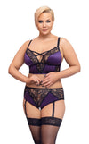 Lilafarbenes sündiges Dessous Set aus Satin und edler Spitze von Cottelli CURVES – Ansicht 2