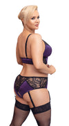 Lilafarbenes sündiges Dessous Set aus Satin und edler Spitze von Cottelli CURVES – Ansicht 3